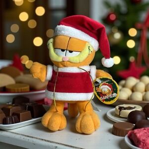 Vintage Garfield Russell Stover Christmas Santa Small Plush‎ Premium Image Group